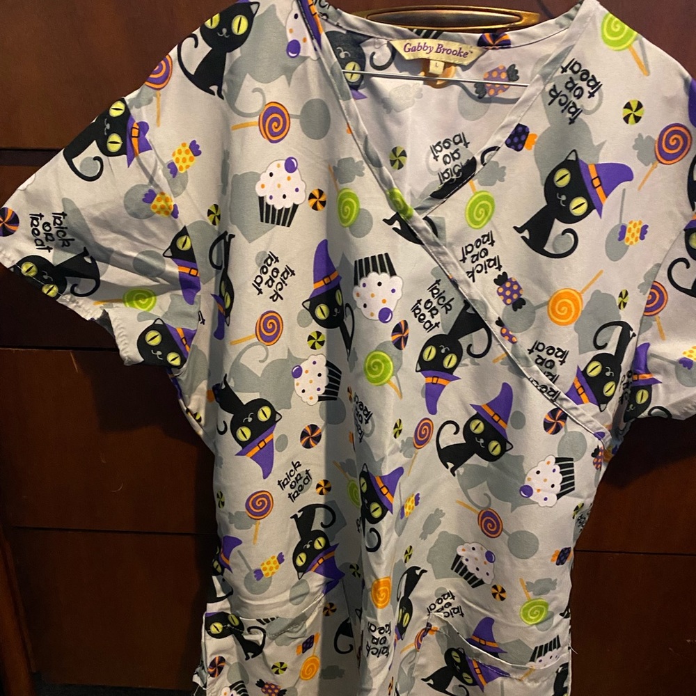 Halloween scrub top